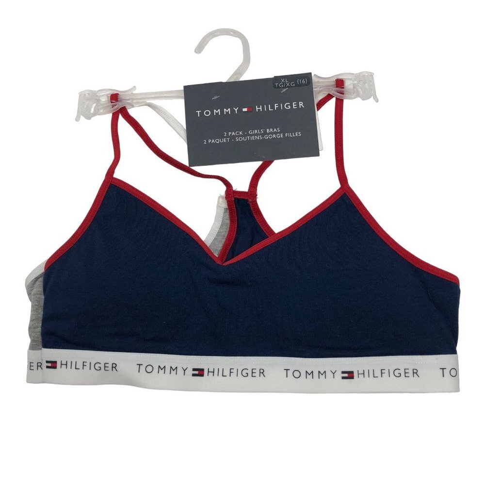 TOMMY HILFIGER Girls 2-Pk. Logo-Band‎ Bras XL SZ 16 NWT